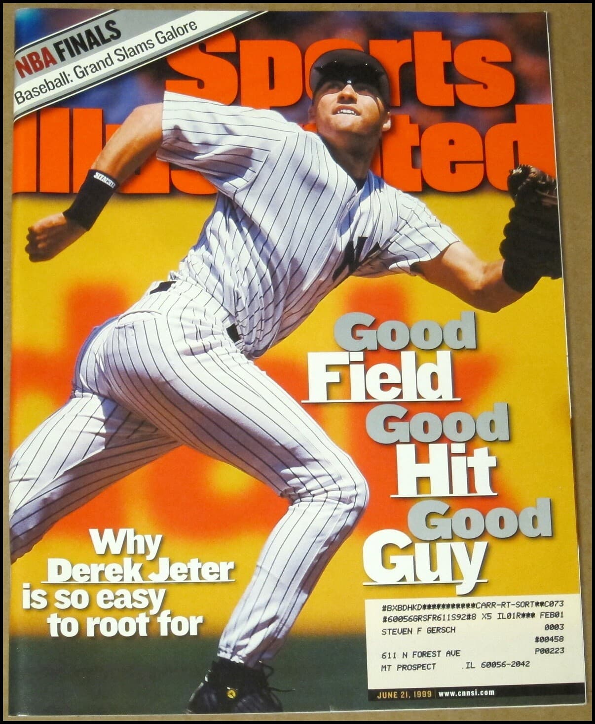 6/21/1999 Sports Illustrated Derek Jeter New York Yankees Knicks NBA NHL Finals