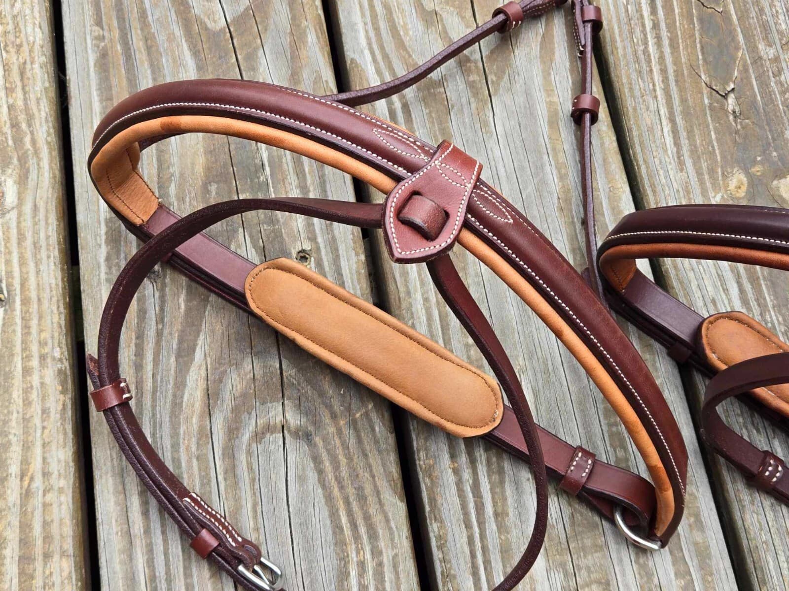 CWD Fancy Stitch Padded Monocrown Crank Caveson Noseband-Size 4-New-COLOR CHOICE 5