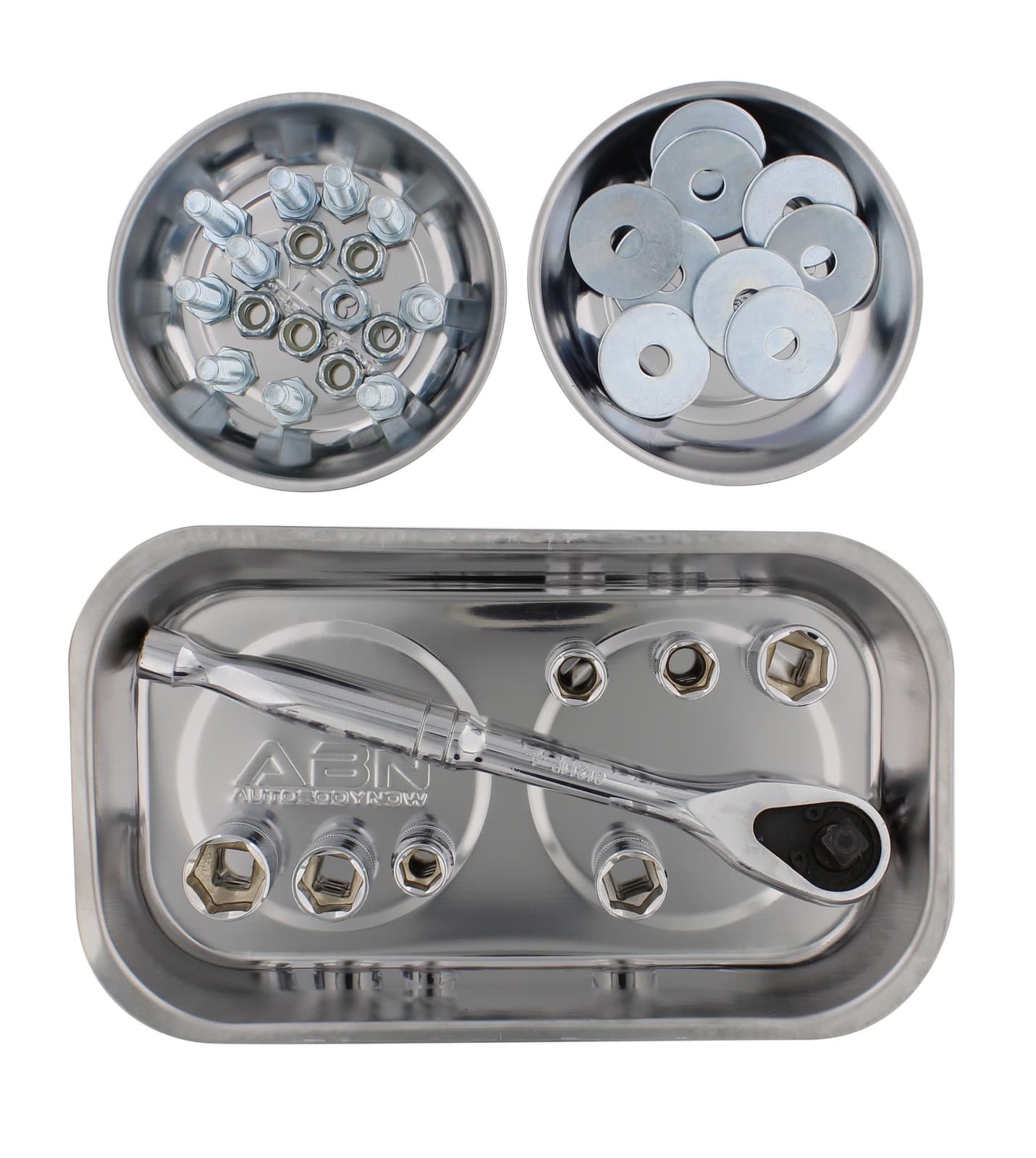 ABN Magnetic Trays 3pk - Magnetic Bowl Mechanic Metal Parts Tray for Small Parts