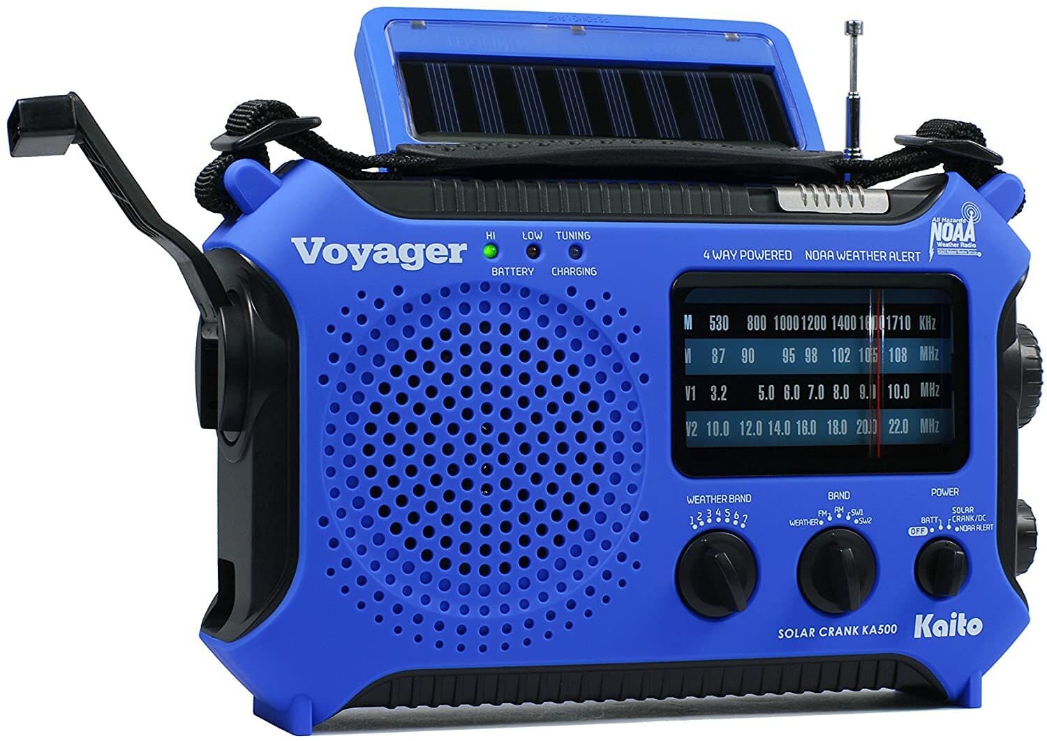 Kaito KA500 AM FM Shortwave Solar Crank Emergency NOAA Weather Alert Radio Blue 3