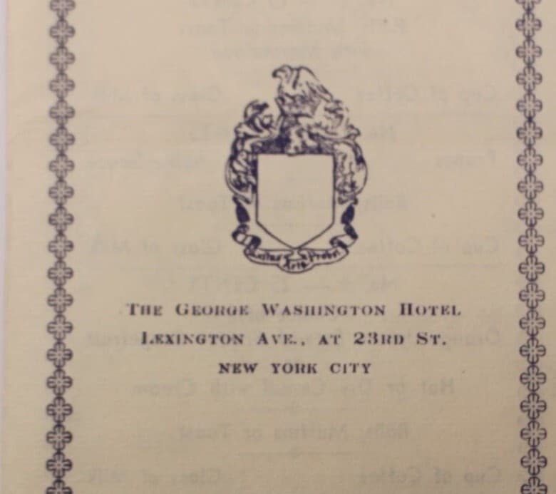 1930's Breakfast menu George Washington Hotel Lexington Ave at 23rd St New York 2