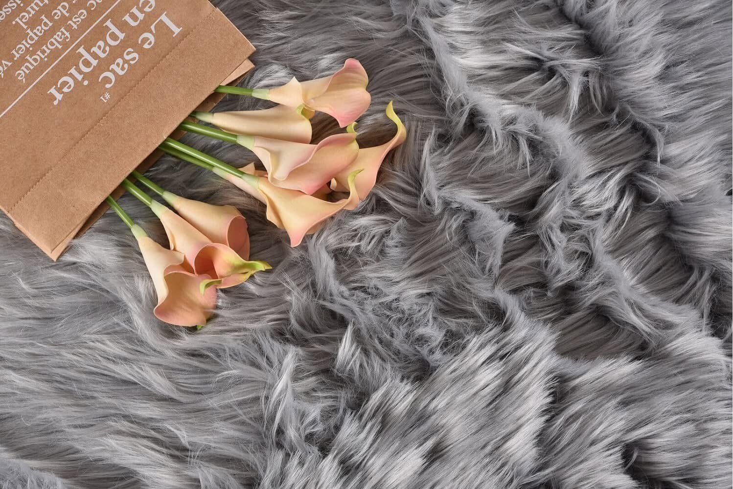 Faux Fur Sheepskin Area Rug Non-Skid Furry Carpet for Living Room in Many Colors 6