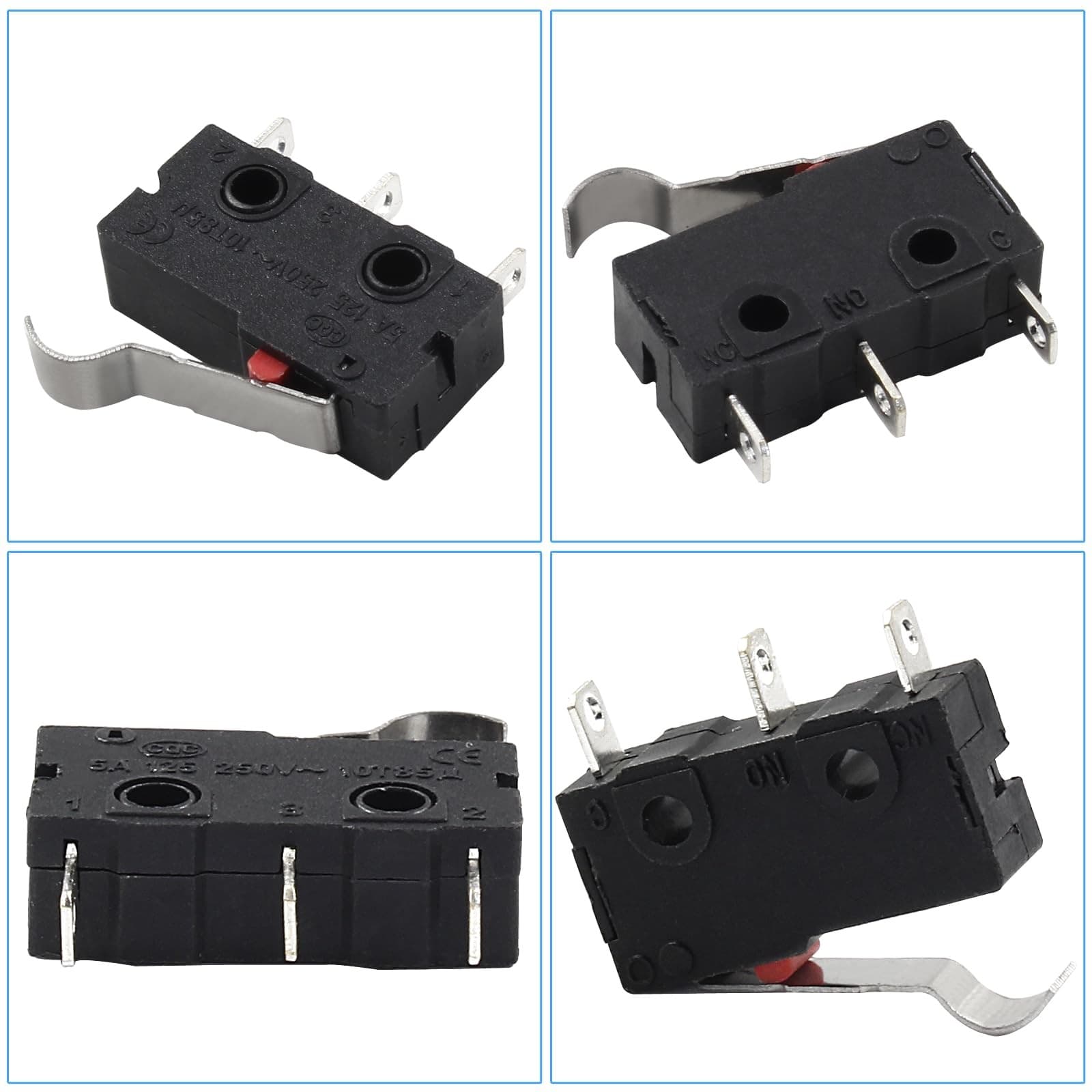 Litoexpe 12pcs Mini Micro Limit Switch 5A 125 250V AC SPDT 1NO 1NC Snap Actio... 5