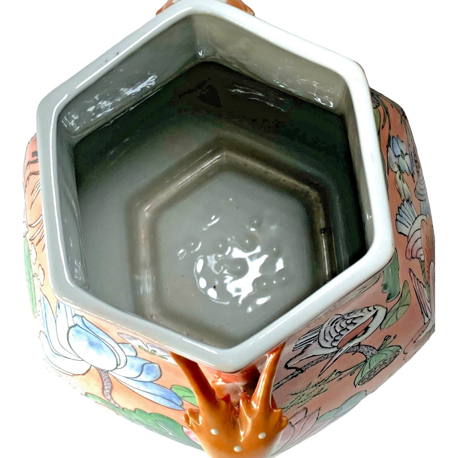 Hand Painted Vase Double Handle 12” Modern Reproduction Quianlong Style Birds 5