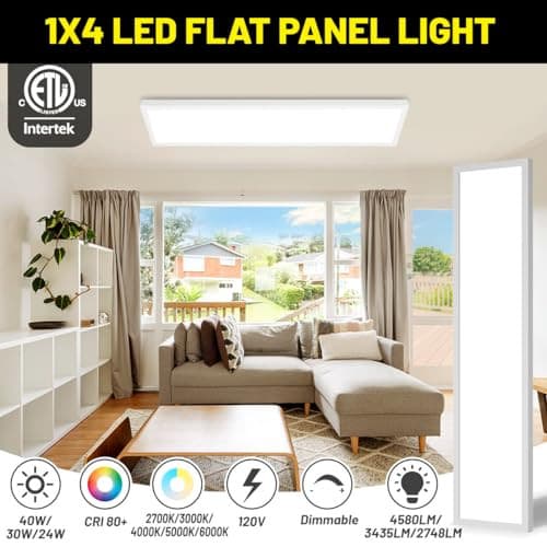 1x4 Led Flat Panel Light Surface Mount 2-Pack, 1Ft. x 4Ft. (2-PACK) White 3