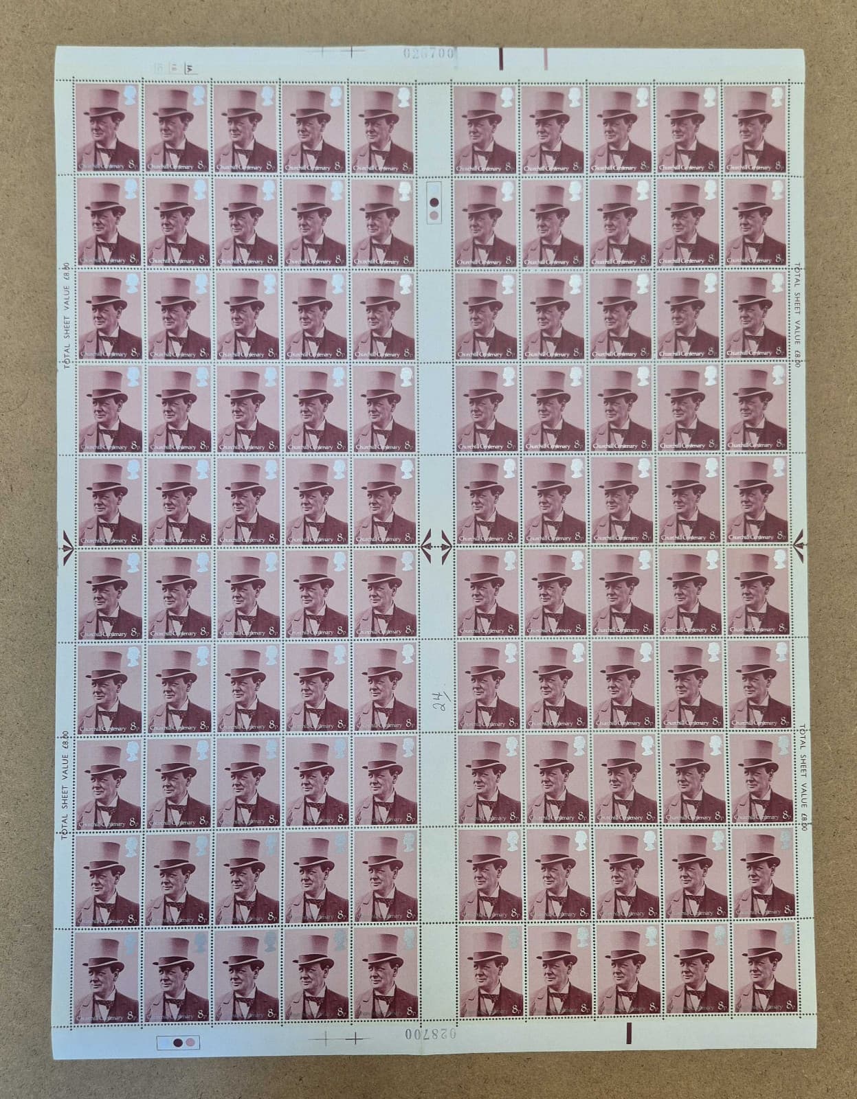 1974 Sg962-965 Full set of full sheets Centenary Of Churchill UNMOUNTED MINT 4