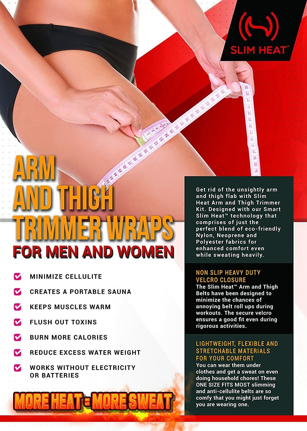 Slim Heat Arm Thigh Trimmers for Women & Men 4-Pc Wrap Set for Toned Arms & Legs 5