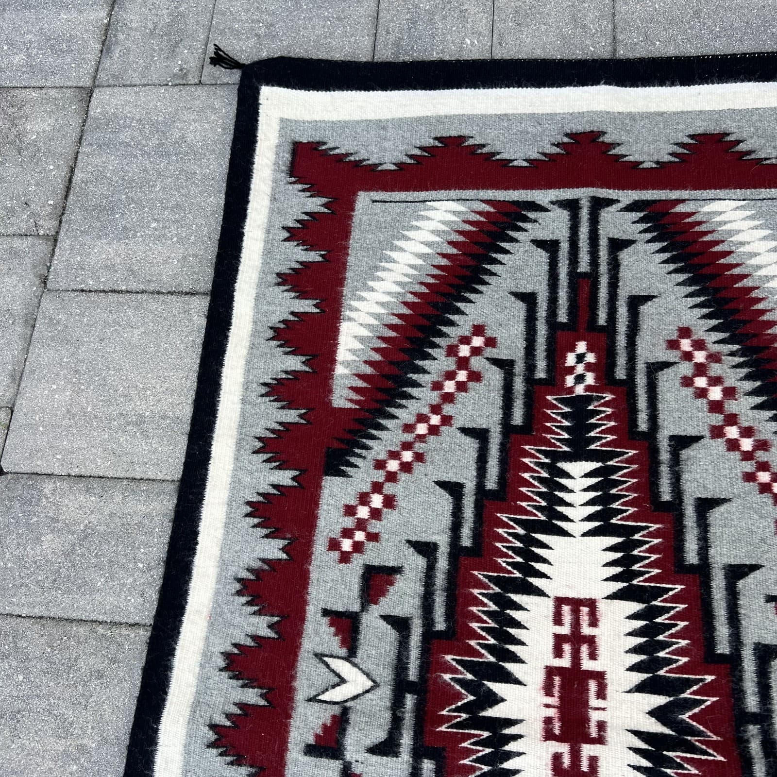 VTG Navajo Southwest Klagetoh Arizona Geometric Handwoven 35” X 61” Rug Tapestry 5