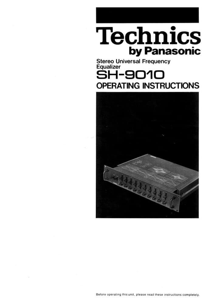 Technics SH-9010 Equalizer Owners Instruction Manual Reprint