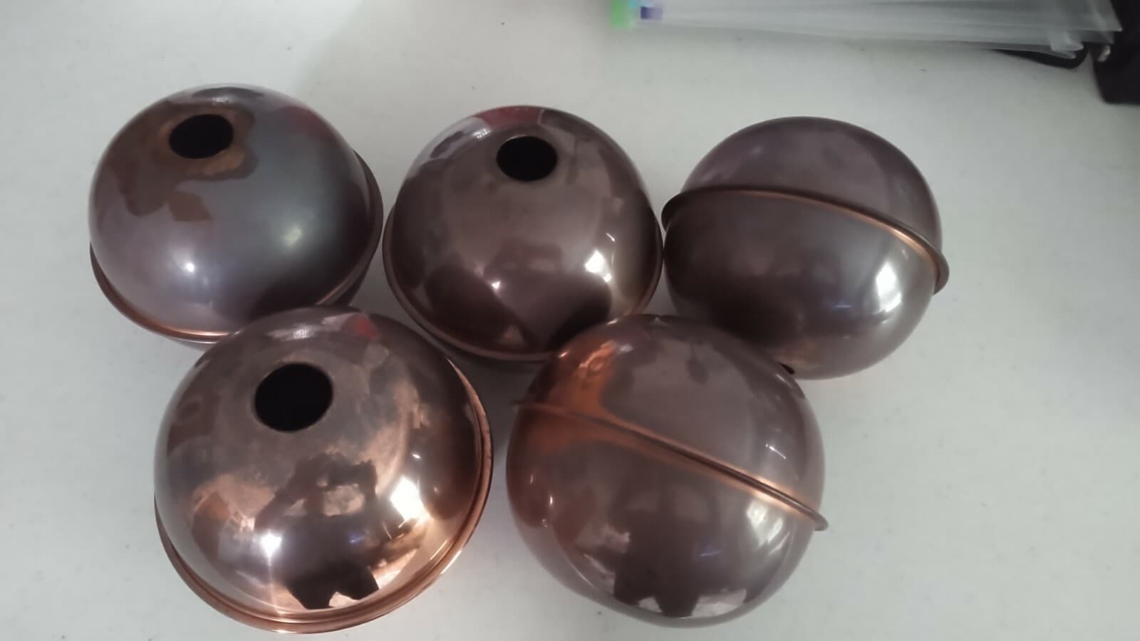 (4)  WEATHERVANE COPPER BALLS 4'' SEMI-WEATHERED,HEAVY DUTY, fits 3/4'' rod NEW 2