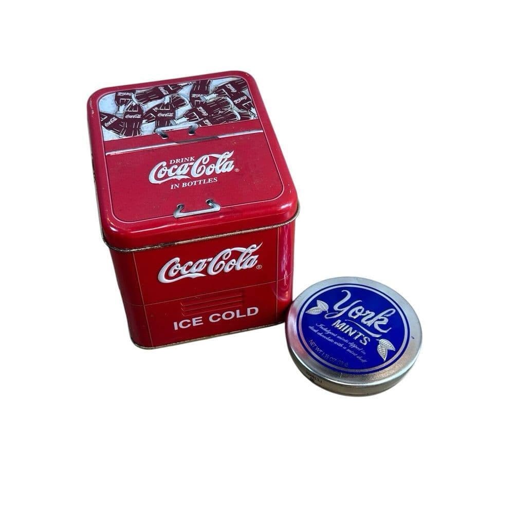 Coca Cola Tin Container Cooler Drink Coke In Bottles York Peppermint Sm Tin