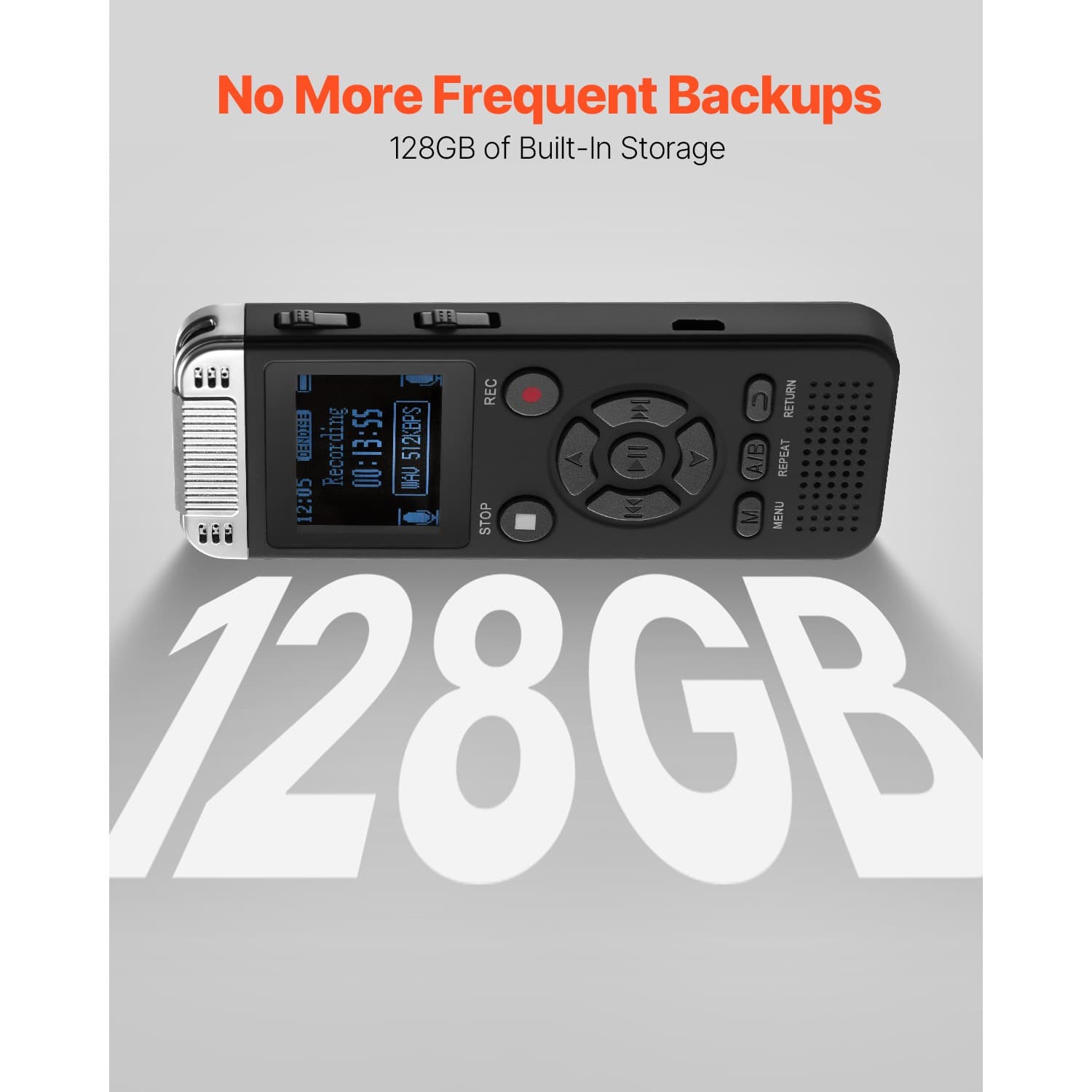 Digital Voice Recorder 128GB Voice Activated Audio Recorder with Playback 2