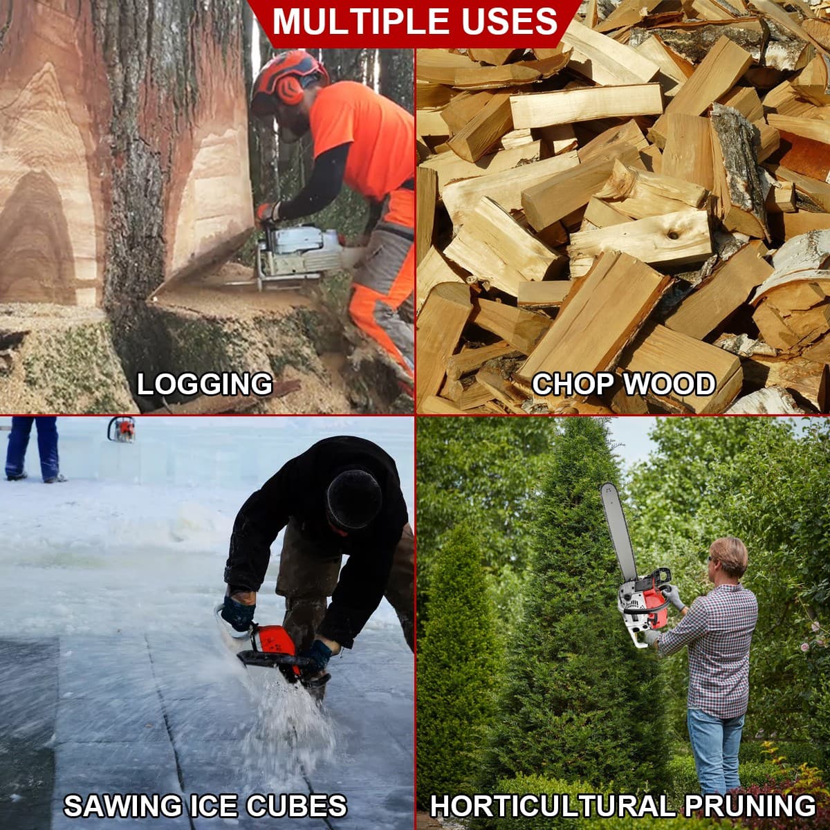 2-Stroke Gasoline Chainsaw 52 CC 20" Bar Power Engine Wood Cutting Gas Chain Saw 6