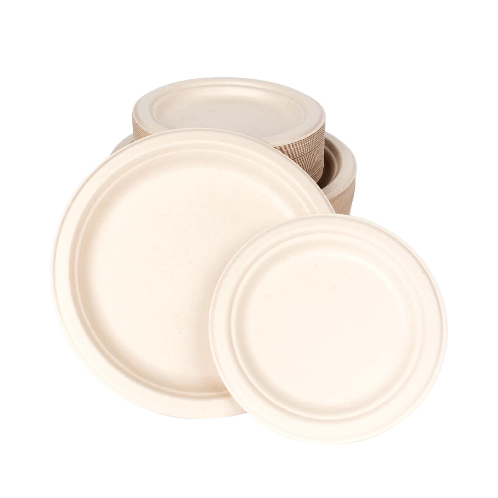 Compostable 6 Inch Plates - Disposable Natural SugarCane Bagasse Plates 2