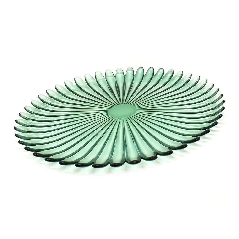 Green Glass Charger Decorative Plate Elegant Dining Wedding Table Plate Set of 4 4