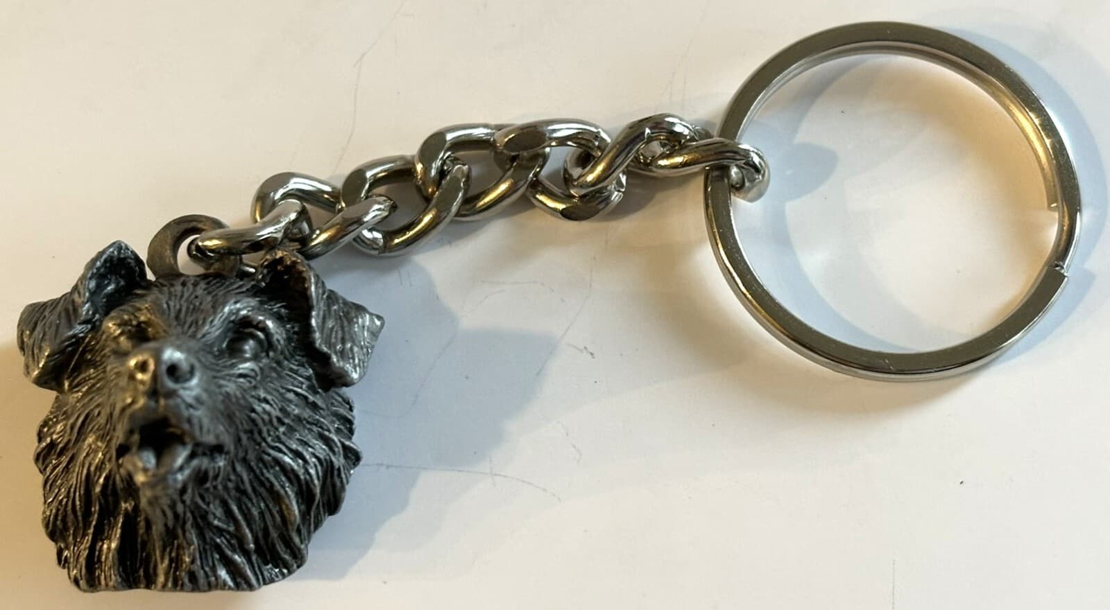 NEW PEWTER BORDER COLLIE DOG HEAD KEYCHAIN SILVER METAL 5