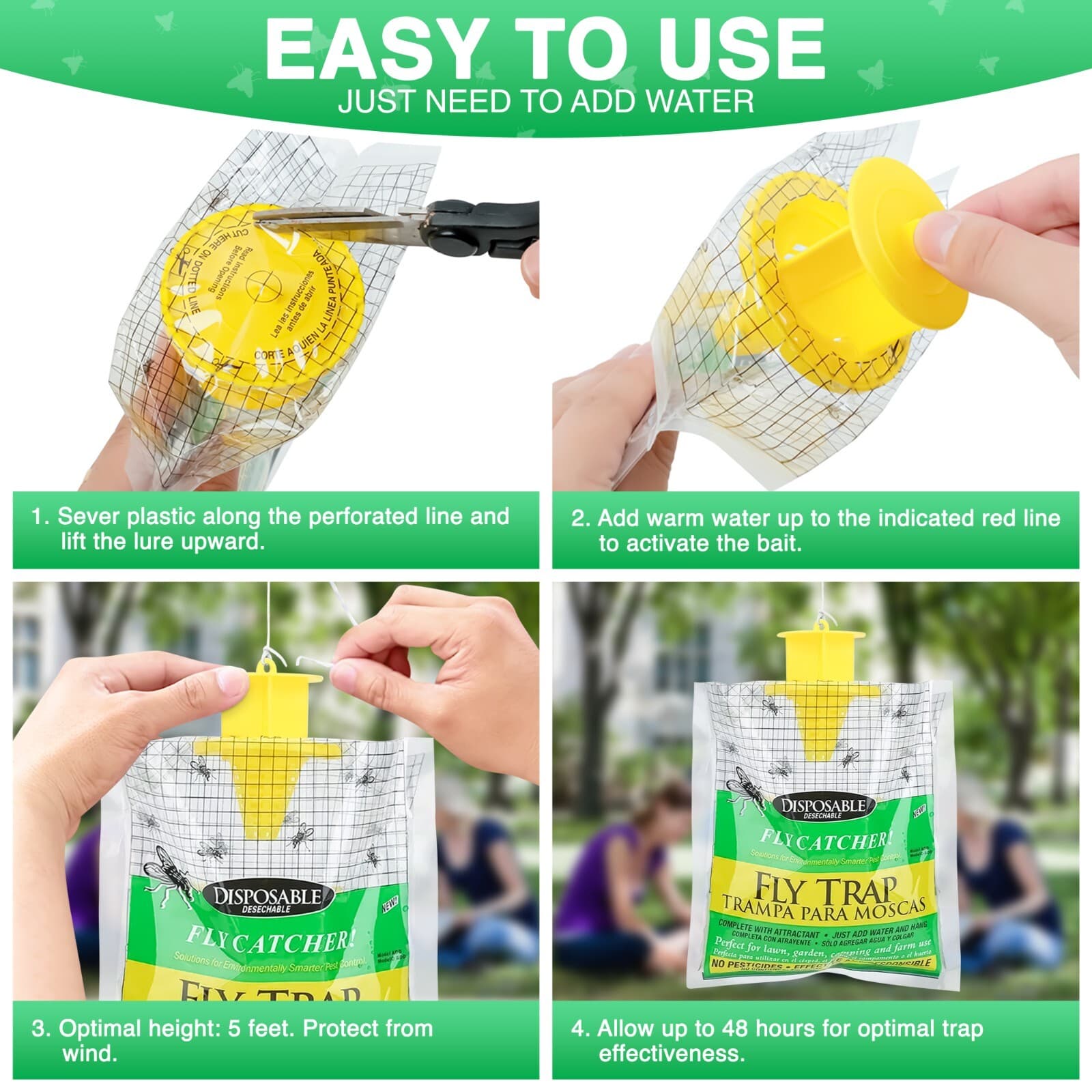 10 PACK Outdoor Fly Traps Disposable Hanging Outdoor Catcher Bag -US Shipping 4