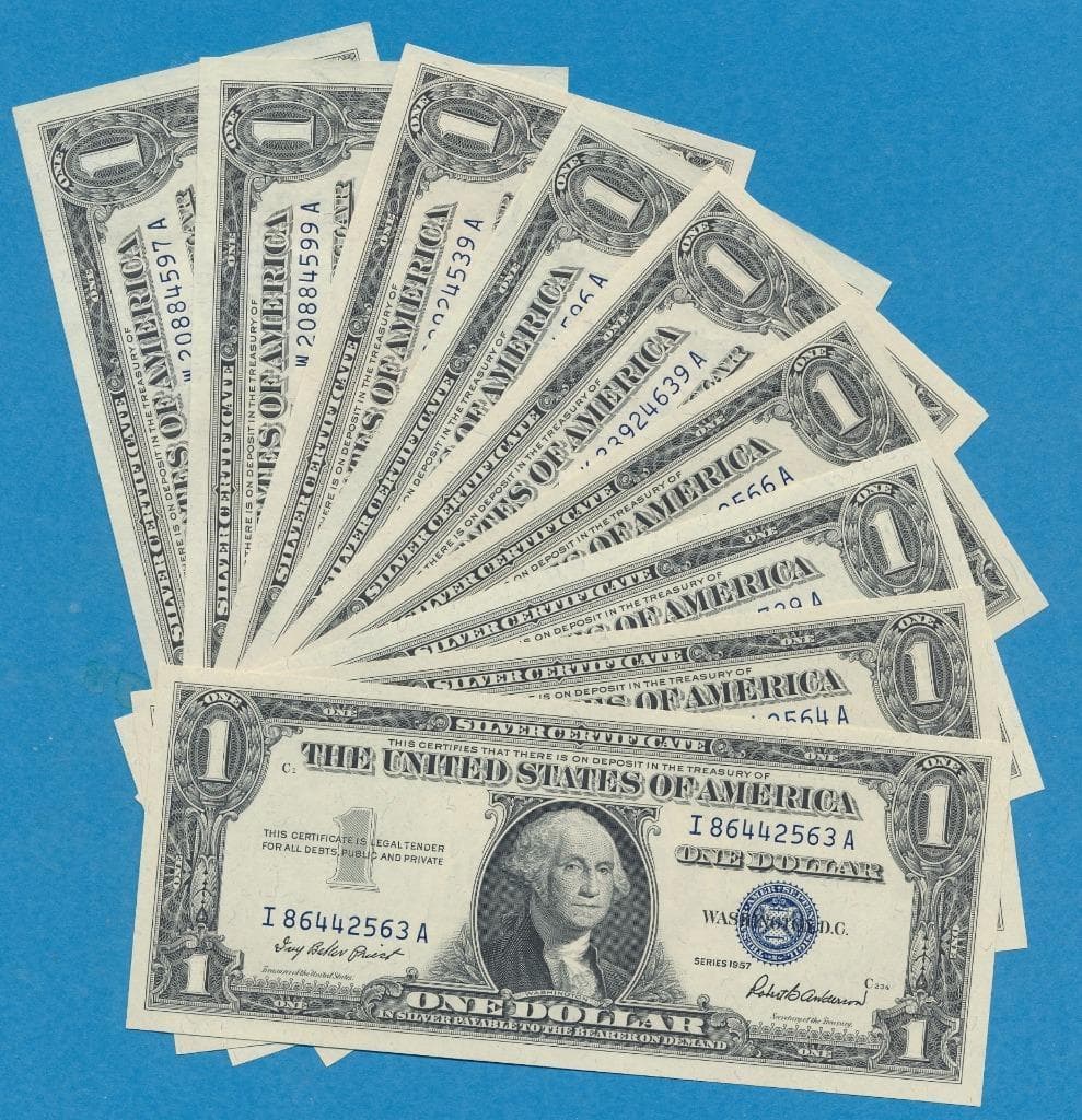 10-$1.00 1957+1957-A +1957-B SILVER CERTIFICATES CHOICE + GEM NEW DEALERS LOT