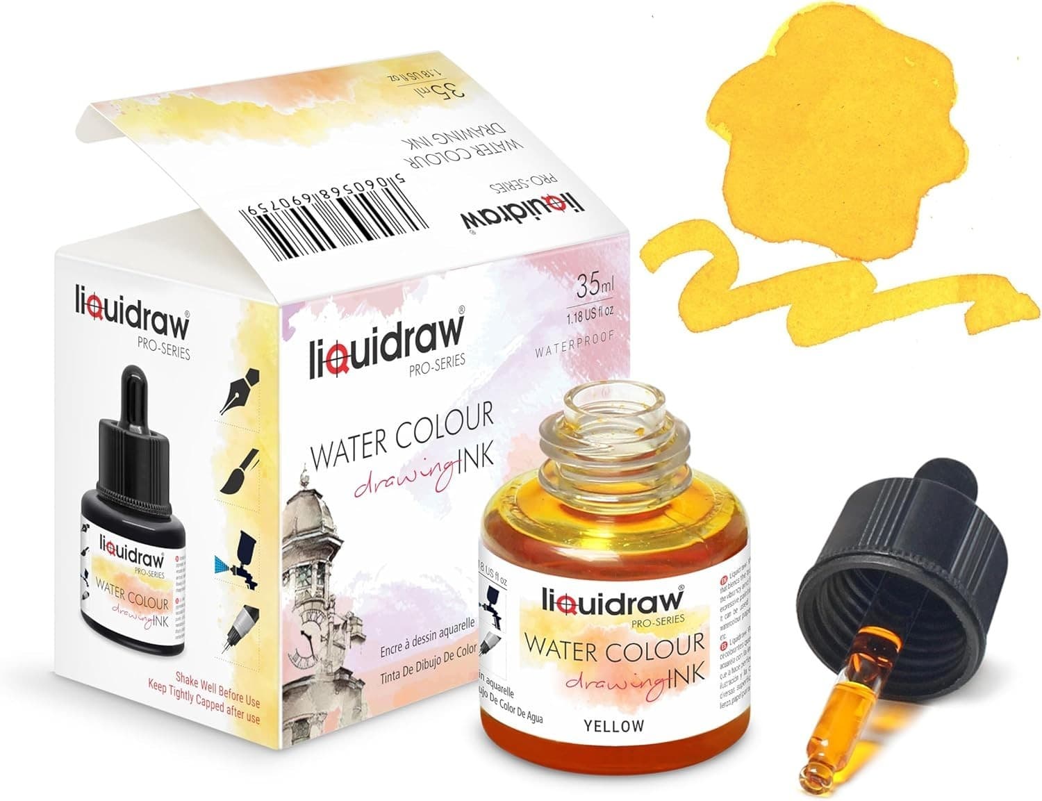 Liquidraw Watercolour Drawing Ink Set of 10 Assorted Colours | 35ml with Dropper 5
