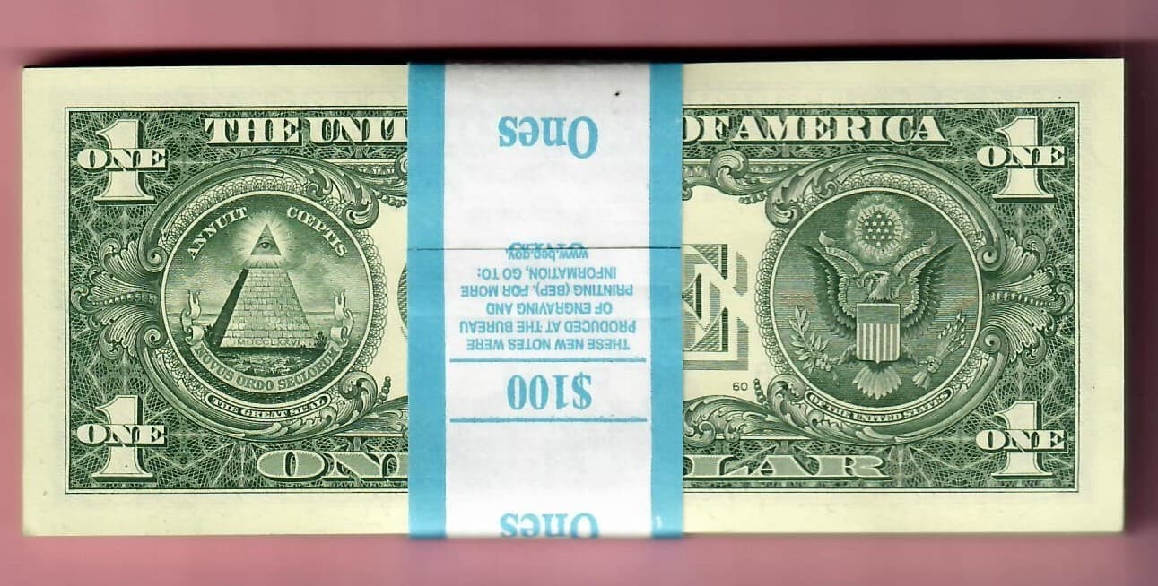 100 mostly Consecutive Uncirculated $1 series 2021 Chicago District G/B Block 2