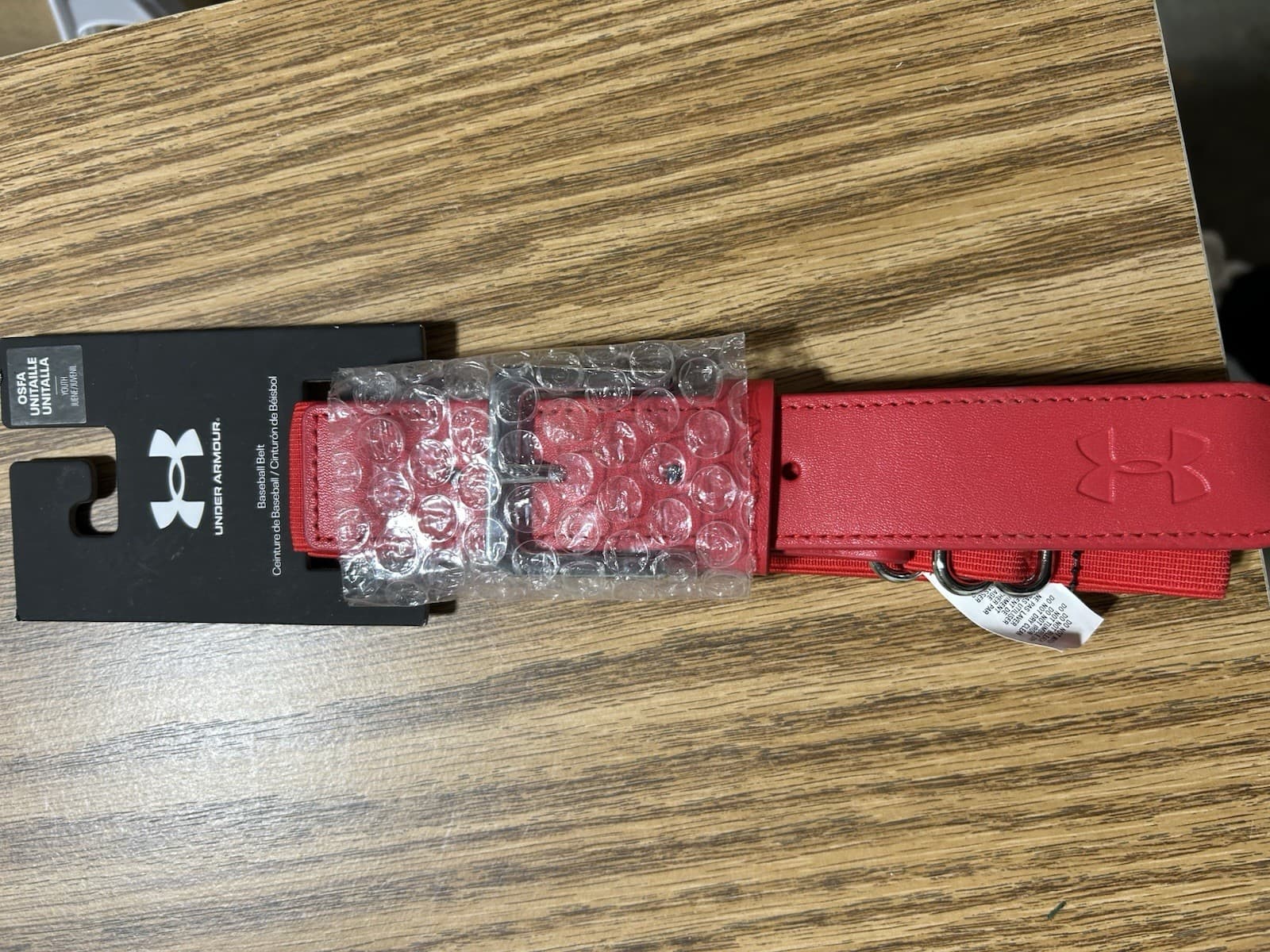 NWT Under Armour Youth Baseball Belt Red