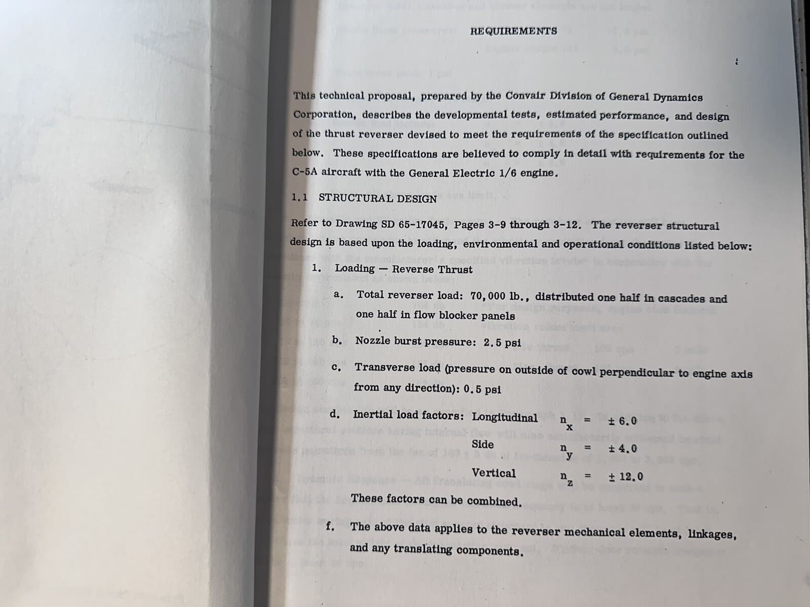 1960’s C-5A Aircraft General Dynamics Proposal For GE 1/6 Engine Thrust Reverser 5