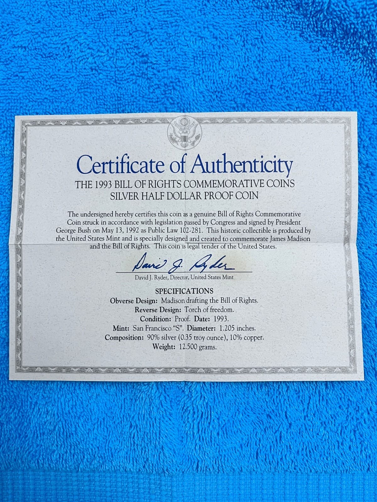 🔥Silver Coin 1993-S Bill of Rights Silver 1/2 Dollar Proof Silver Coins Mint 🔥 6