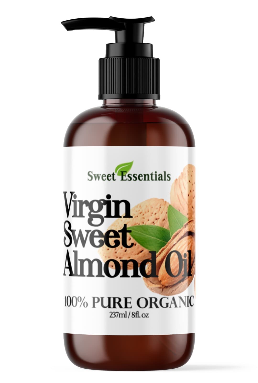 100% Pure Organic Cold Pressed Unrefined Sweet Almond Oil - 8oz - Italy Imported