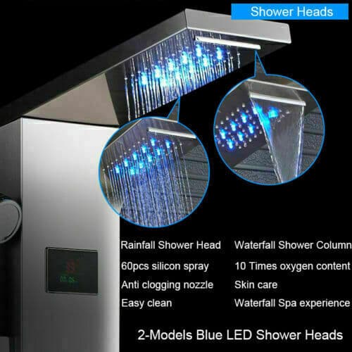 Shower Panel Tower System Stainless Steel 6-Function Faucet LED Rain&Waterfall 4