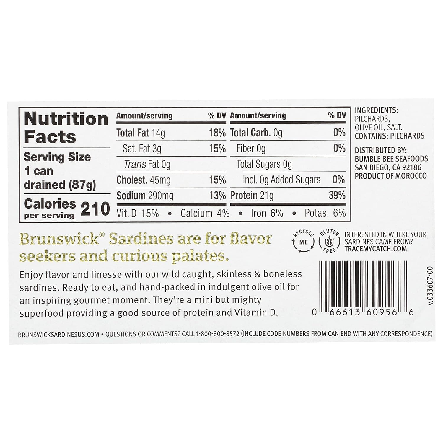 Wild Caught Skinless and Boneless Sardines, Served in Olive Oil, 4.4 Ounce 2