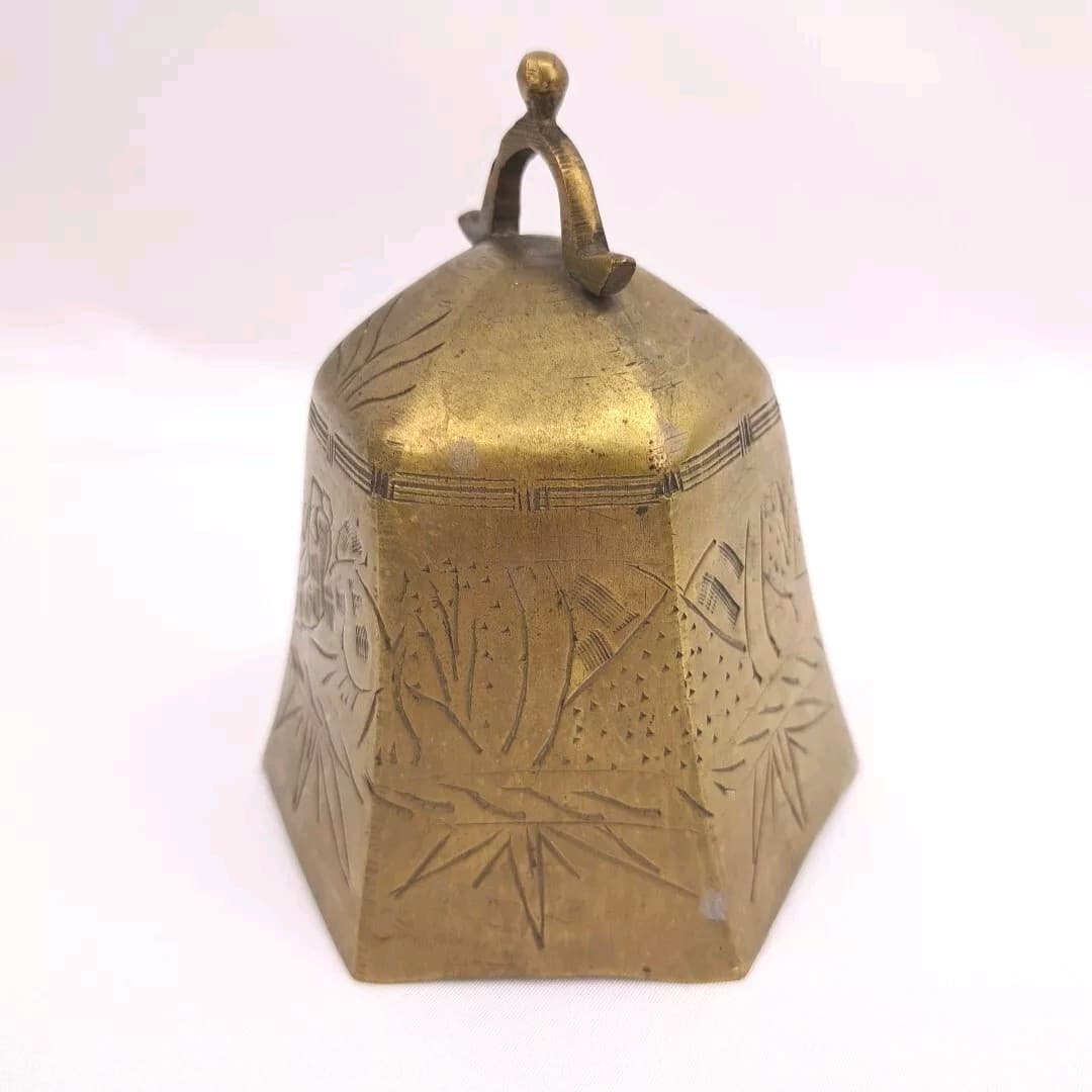 Antique Tibetan Bell Chinese Buddhism Temple Brass Faceted Meditation Prayer 5