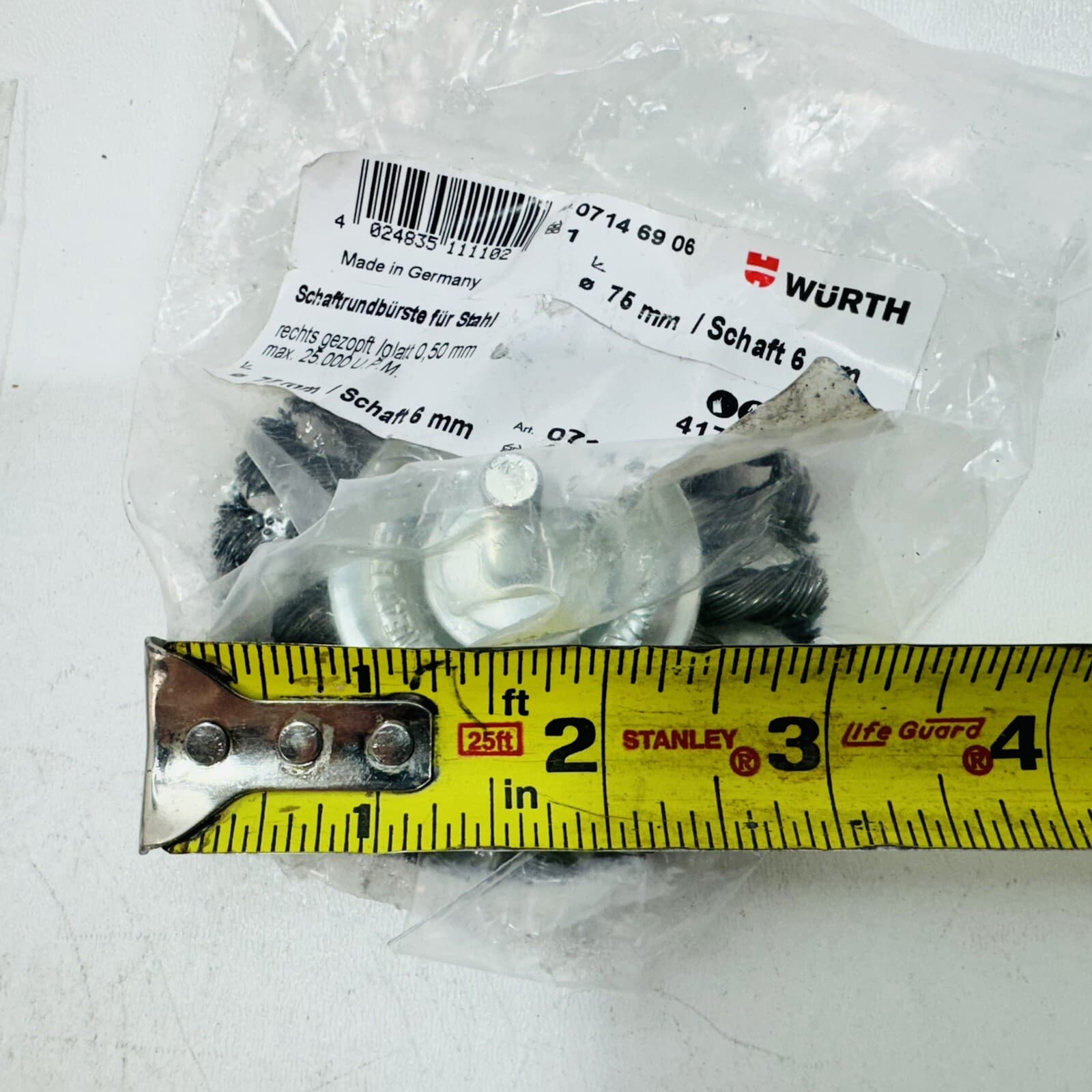 2 Pack - Wurth WIRE BRUSH W/SHANK RIGHT BRAID 75MM (3Inch).  Made in Germany 6