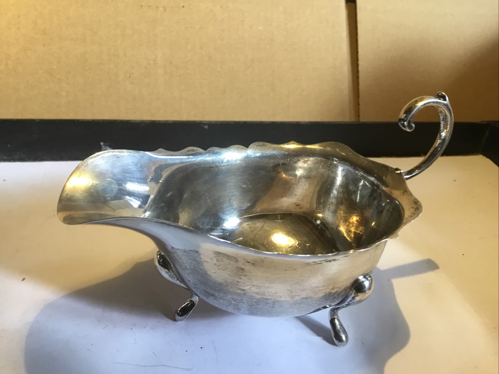 Sterling Silver Sauce Or Gravy Boat Birmingham Possibly 1860 W.B & S Ltd 6" Long 5