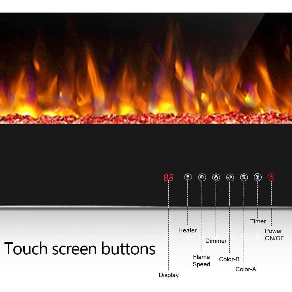 50''Electric Fireplace insert,Recessed&Wall-Mounted heater,Room Decor,remote 4