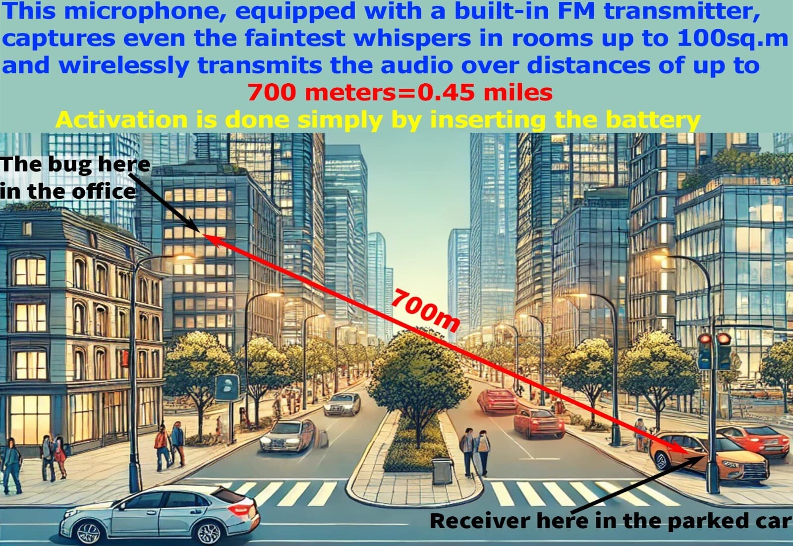 Spy Bug Audio Rf Signal , FM microphone , distance UpTo 700meter  MADE IN ISRAEL 2