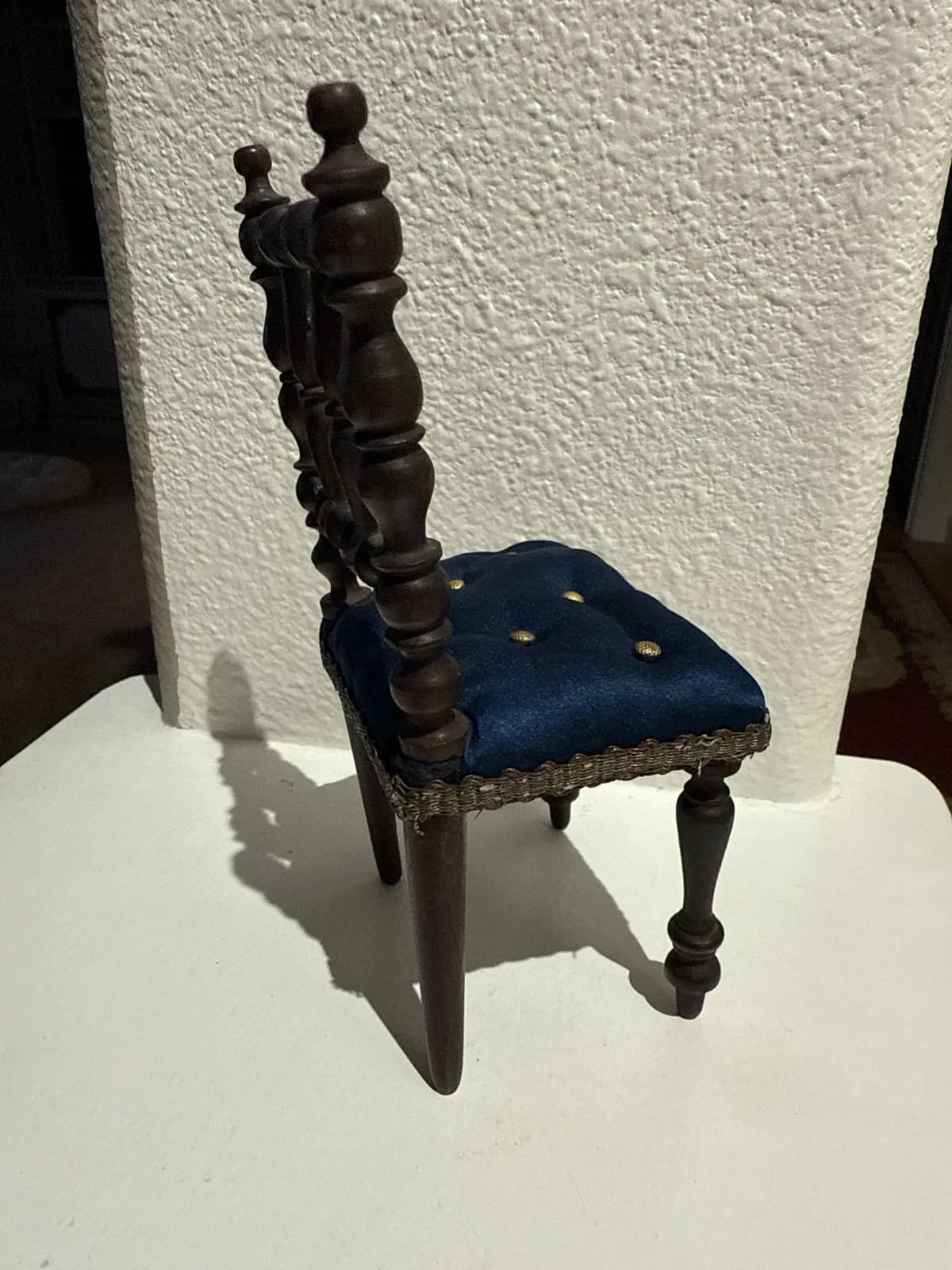 Antique French ebony turned wood small doll Chair 2
