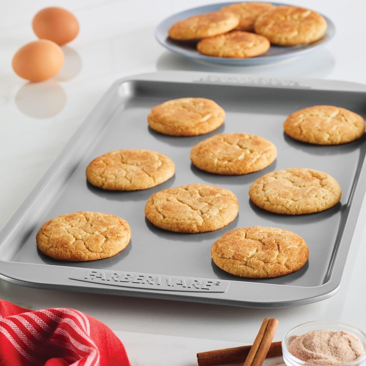 Nonstick Bakeware 3-Piece Cookie Pan Set, Gray 6