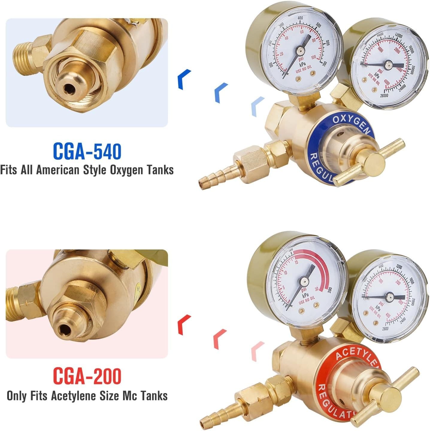 Oxygen Regulator & Acetylene Gas Regulator Victor Welding Cutting Torch Gauge 3