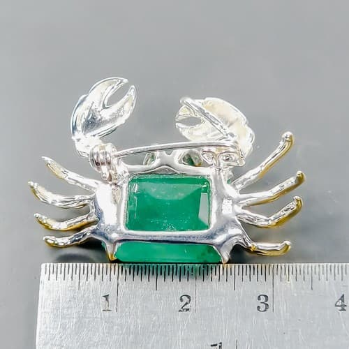 Jewellery Shop 14ct+ Natural Green Beryl Brooch 925 Sterling Silver  /NB26707 3
