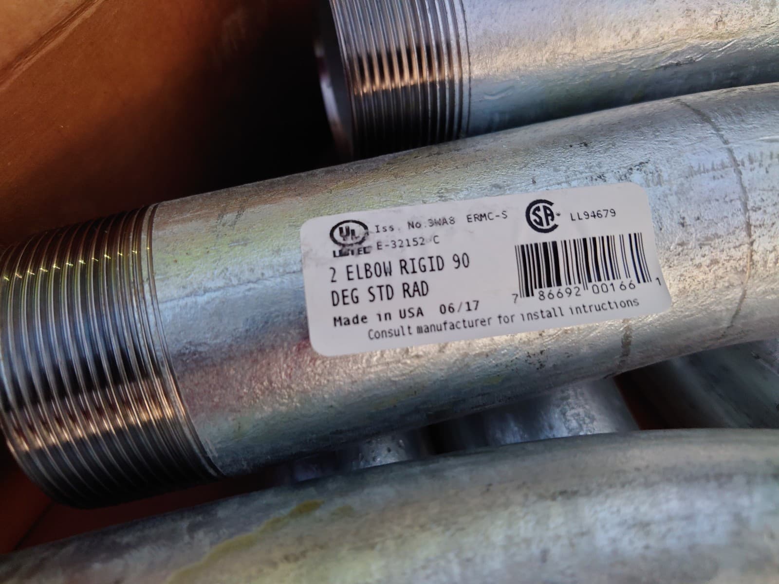 2" CONDUIT ELBOW BEND RIGID 90°  STD RAD 5