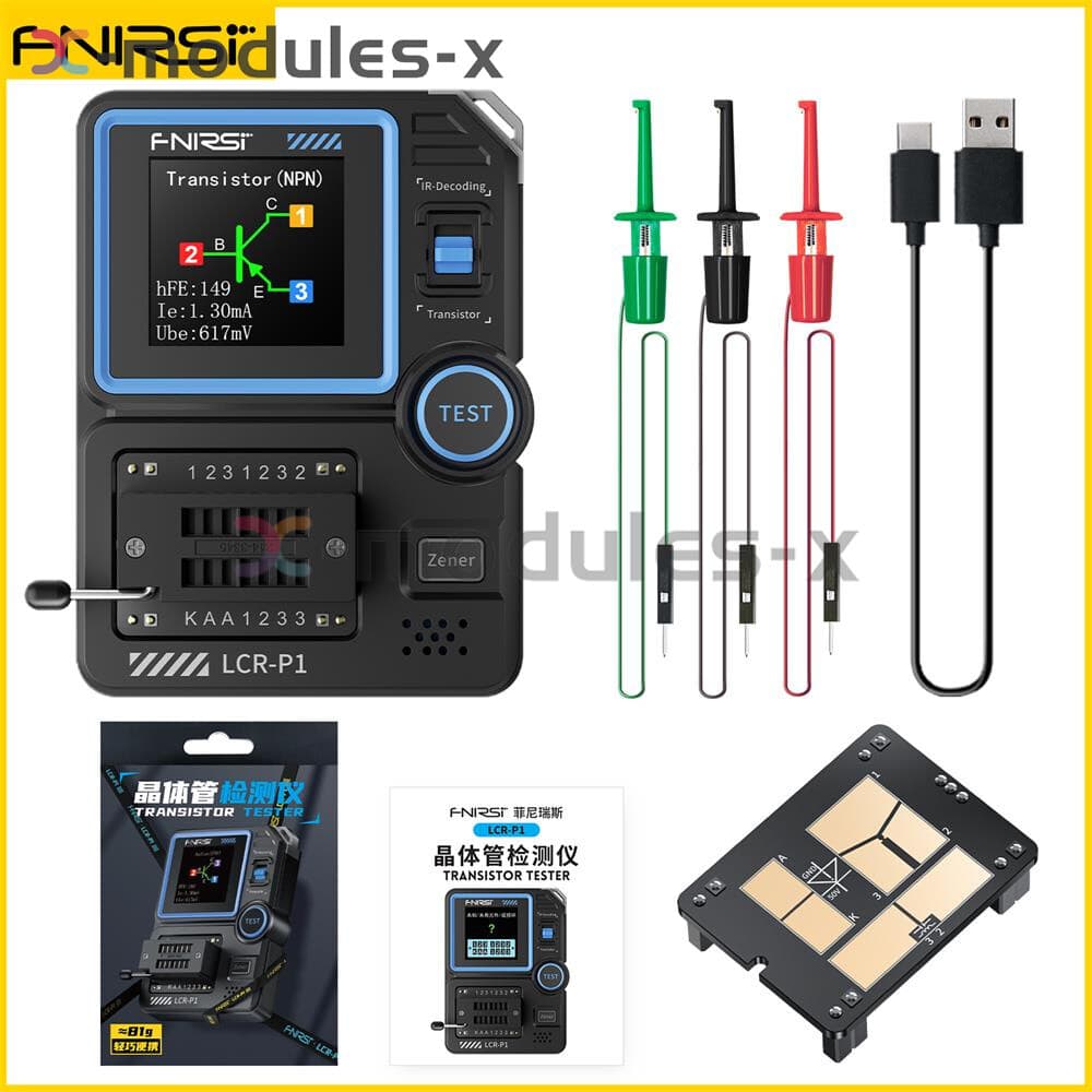 FNIRSI LCR-P1 Transistor Tester Multifunction LCR ESR NPN PNP SMD Test Meter DIY