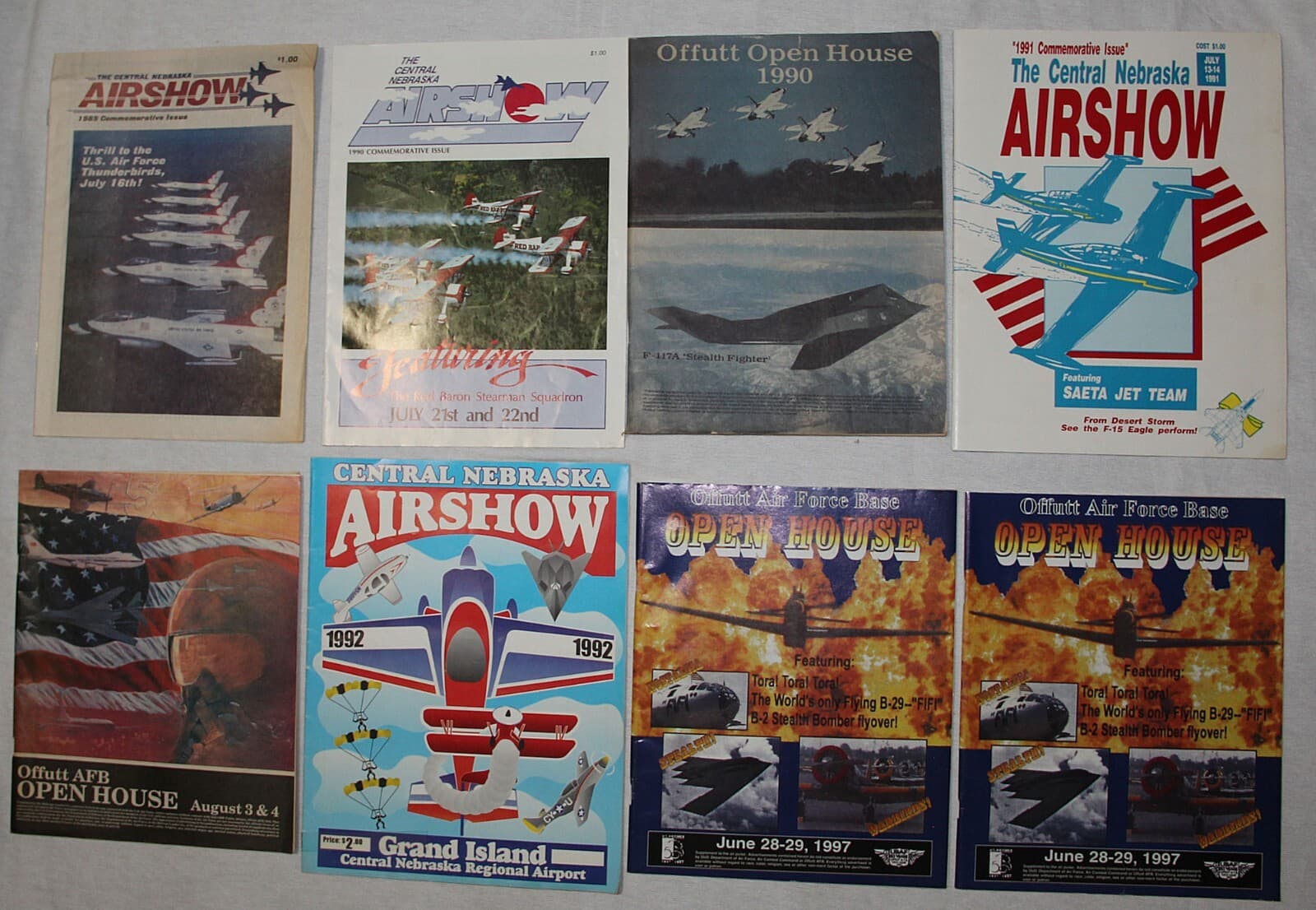 LOT OF 8 VINTAGE GRAND ISLAND AIR SHOW & STRAGIC AIR COMMAND OPEN HOUSE PROGRAMS 2