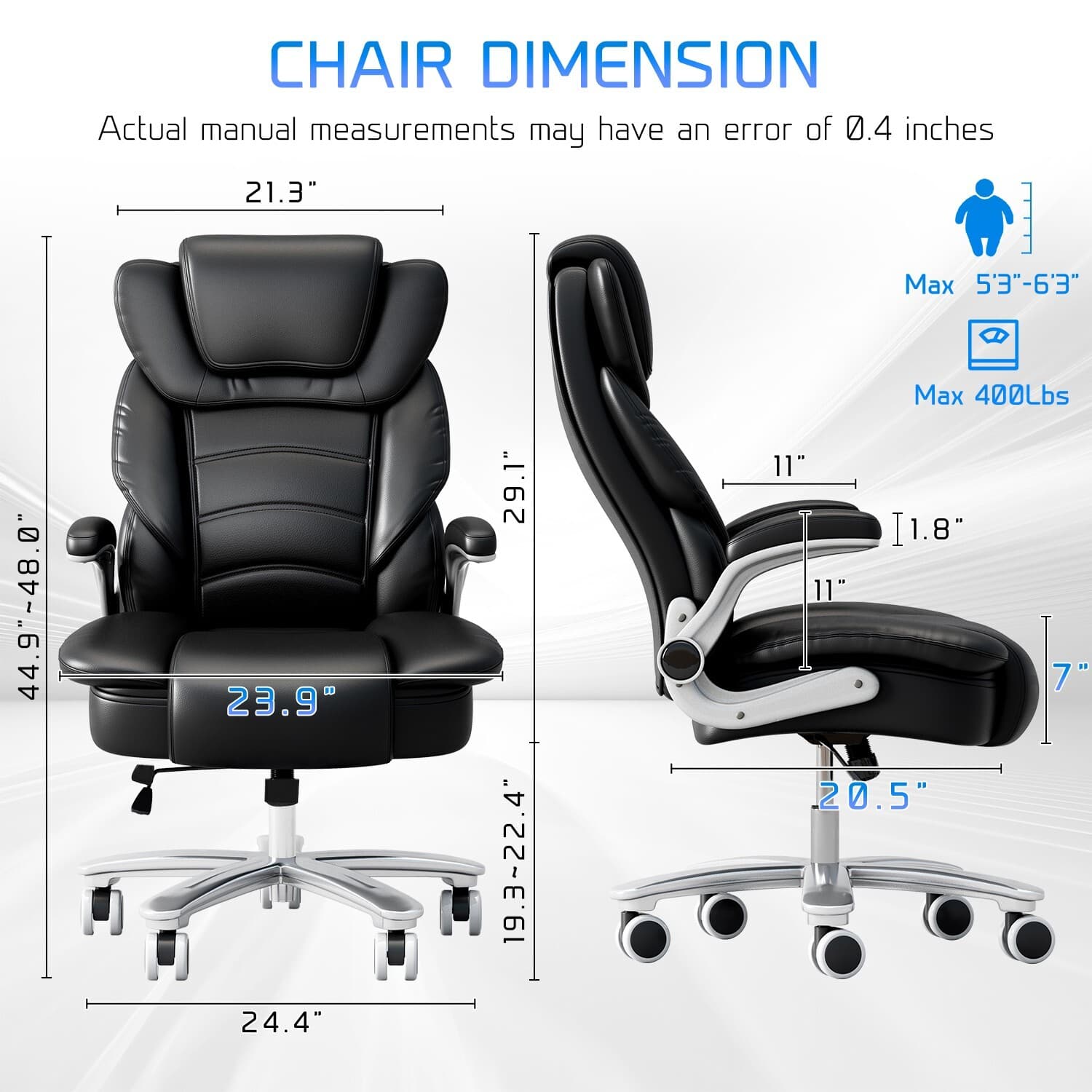 Big Tall Executive Office Chair Ergonomic Leather Computer Desk Chair Heavy Duty 2