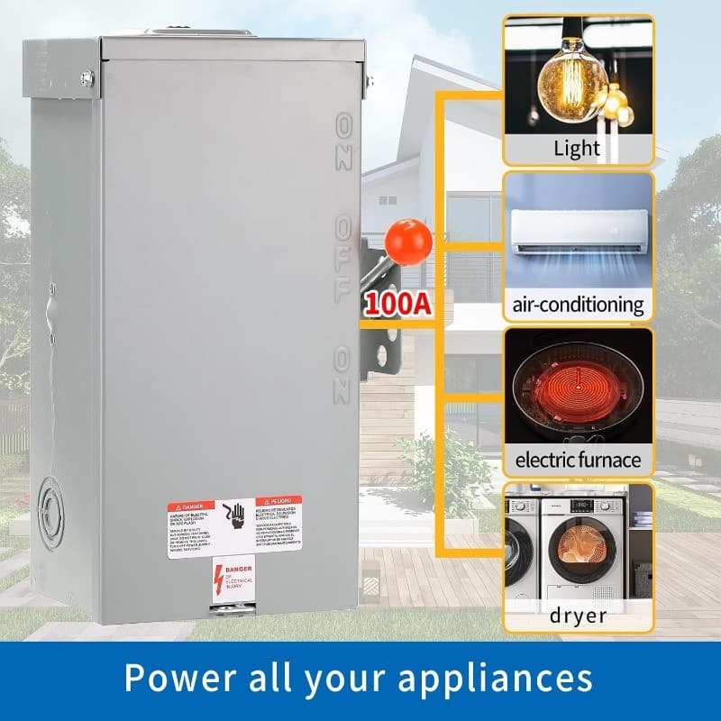 100A Generator Transfer Switch,24000W General-Duty Double-Throw Safety Switch 5