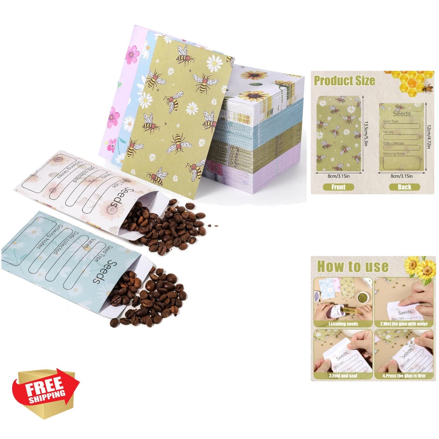 160 Pcs Seed Envelopes Self Sealing Seed Packets 3.15 x 4.72 Inch Seed Saving...