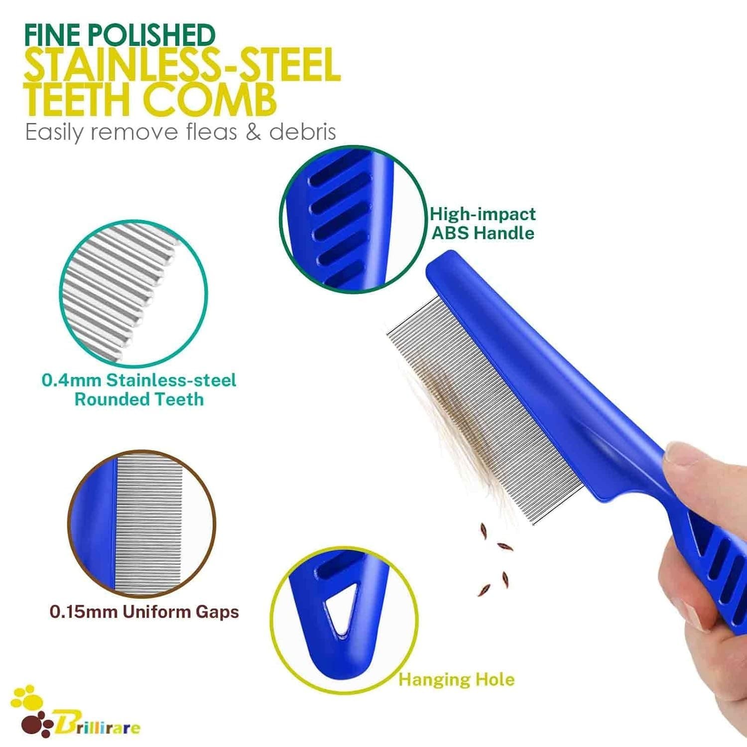 6 Pack Dog Grooming Comb, Pet Flea Lice Stainless Steel Cat Combs with Rounded T 3