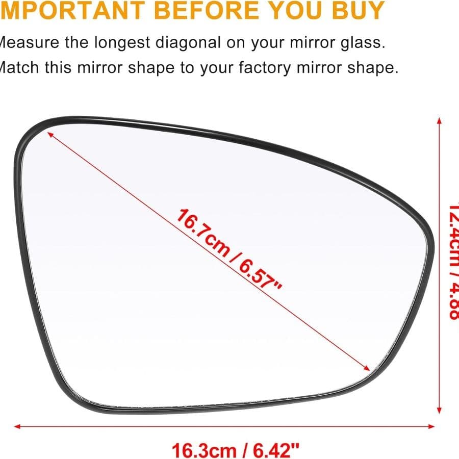 Car Rearview Right Passenger Side Heated Mirror Glass Replacement with Backi 3