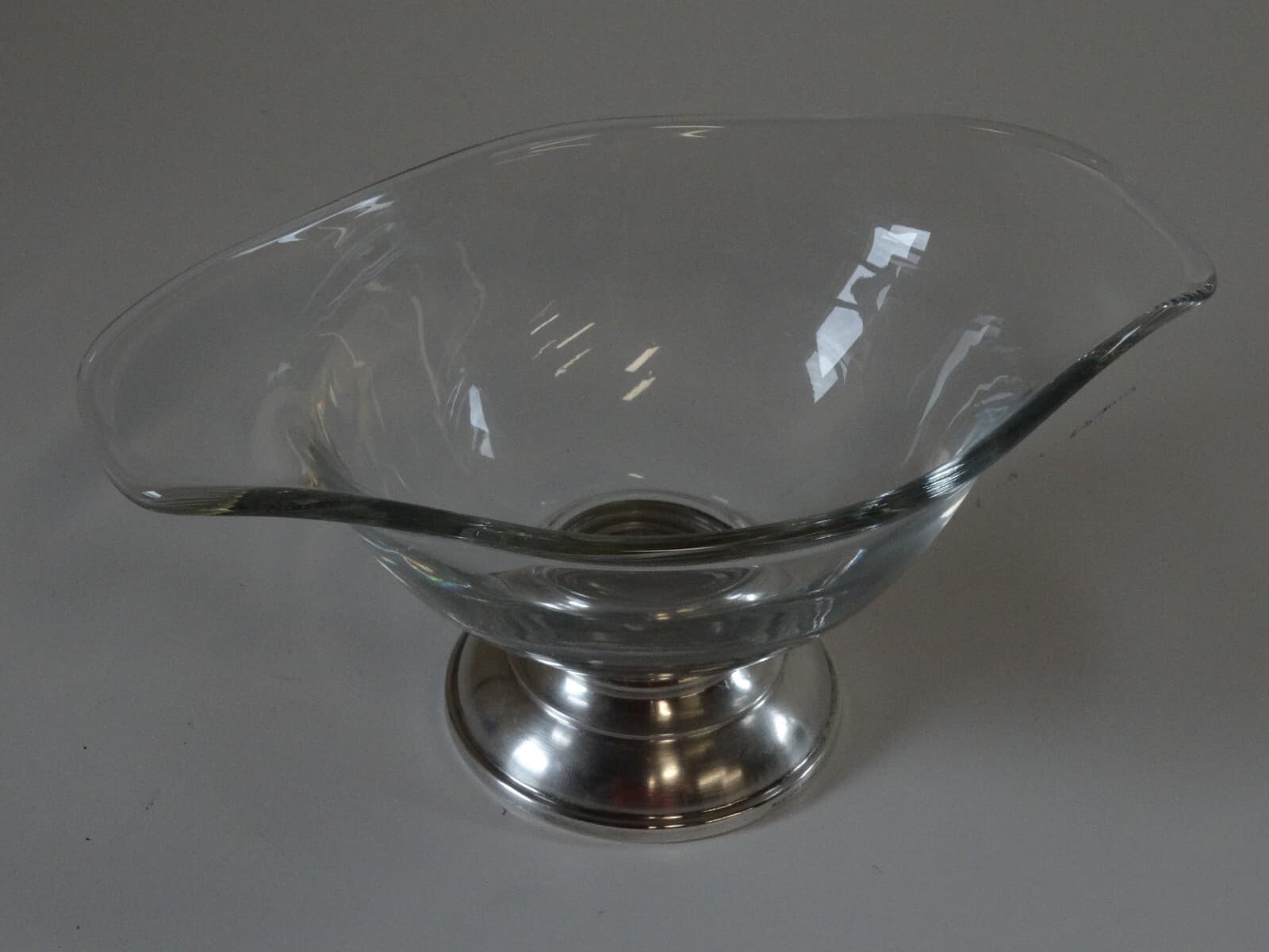 web sterling silver glass gravy boat nut candy dish bowl