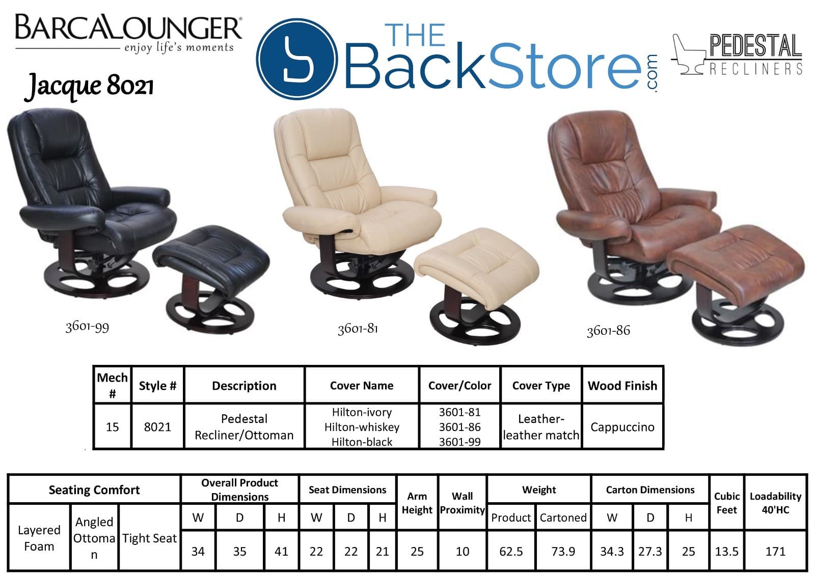 Barcalounger Jacque II Genuine Ivory Hilton Leather Recliner Chair and Ottoman 4