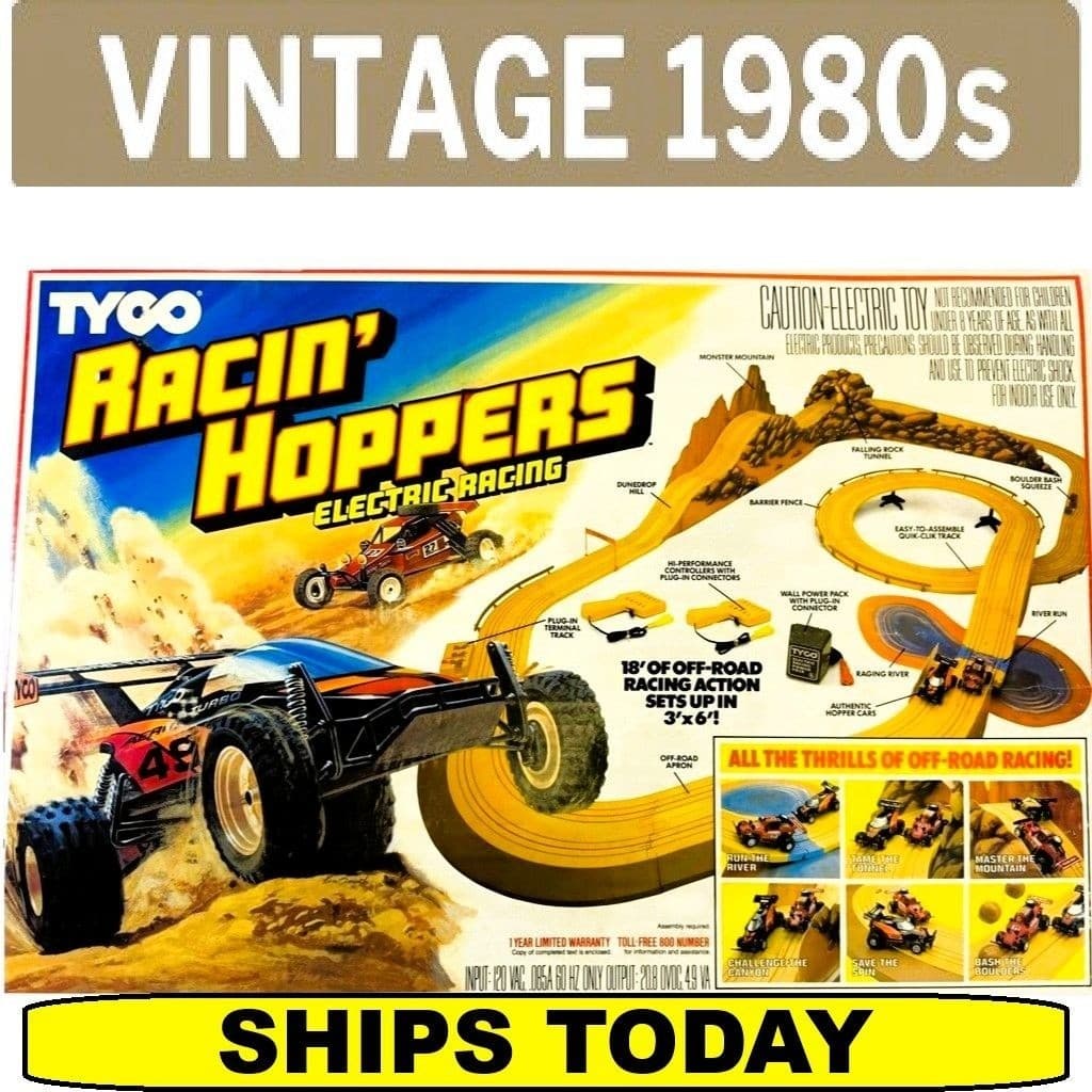 TYCO Racin’ Hoppers Electric Slot Car Track Set Off-Road Complete w/ Box & Cars